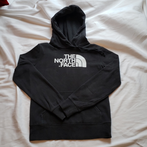 The North Face Tops - The North Face Hoodie Pullover BLACK white logo xs